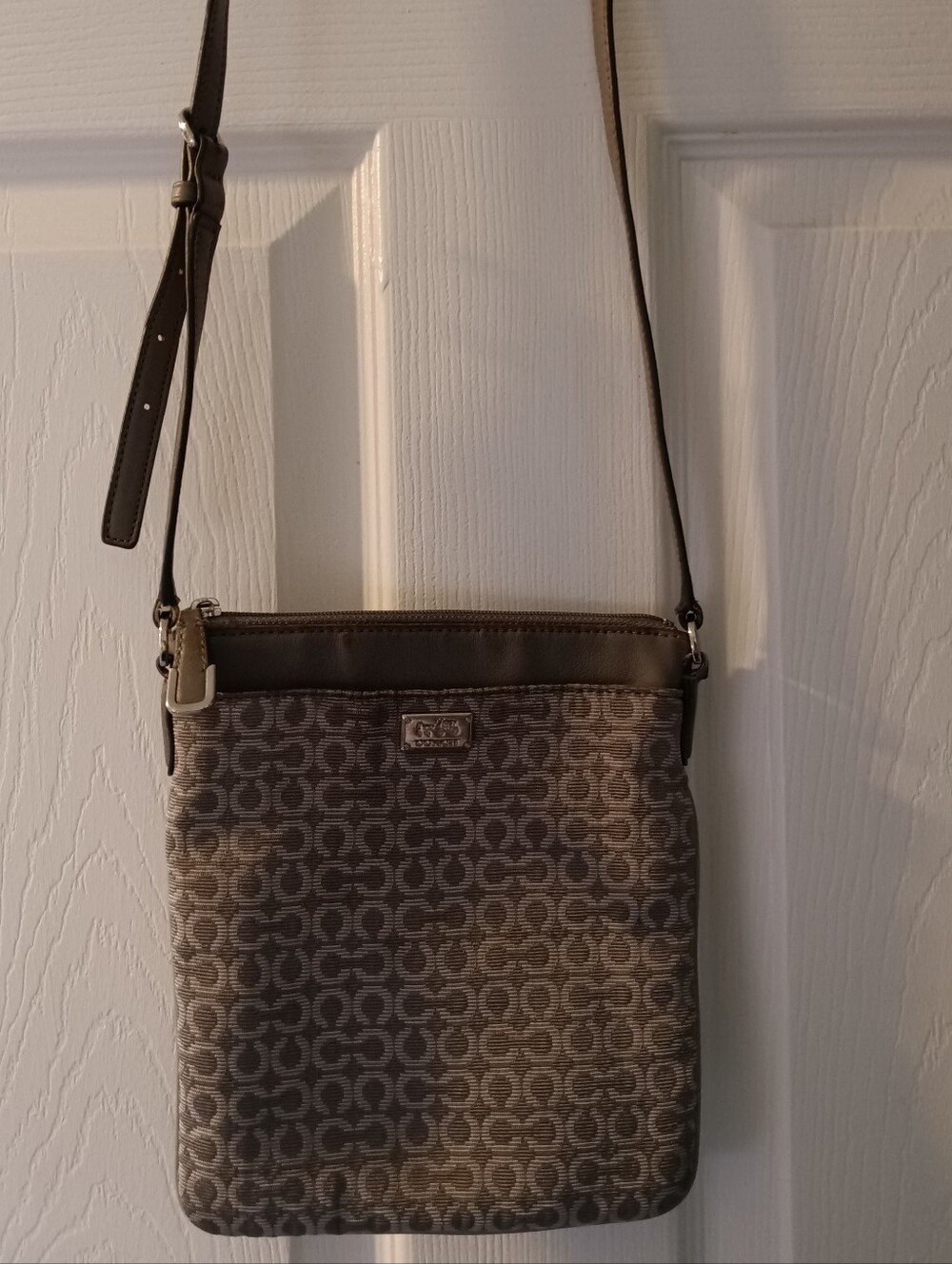 Coach Gray/Brown Signature Crossbody Bag